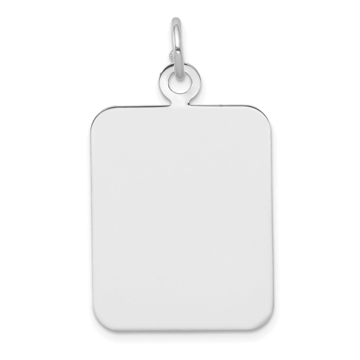 14k White Gold Plain .018 Gauge Rectangular Engravable Disc Charm-XWM320/18