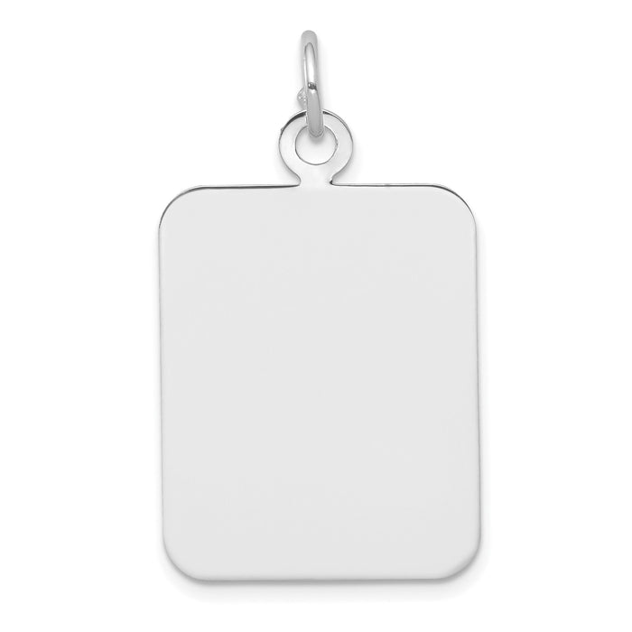 14k White Gold Plain .018 Gauge Rectangular Engravable Disc Charm-XWM320/18