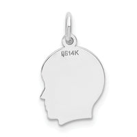 14k White Plain Small.027 Depth Facing Right Engravable Boy Charm-XWM47/27