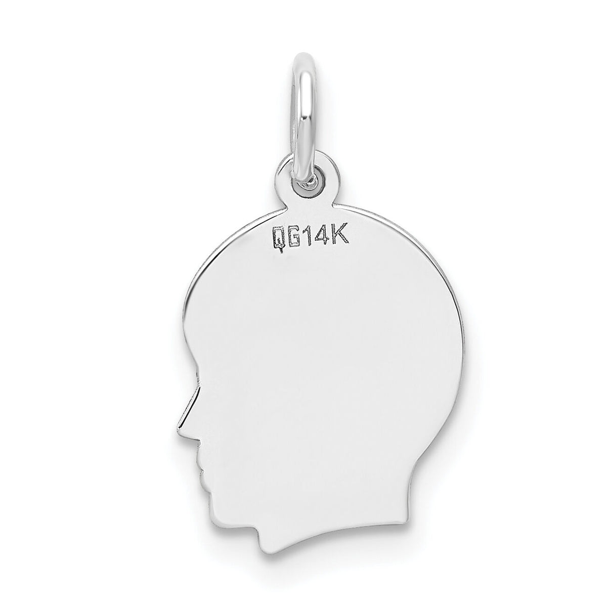 14k White Plain Small.011 Depth Facing Right Engravable Boy Charm-XWM47/11