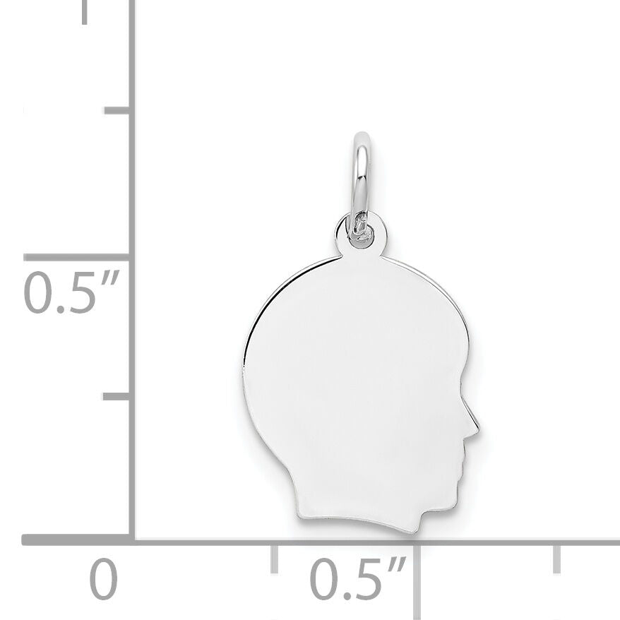 14k White Plain Small.027 Depth Facing Right Engravable Boy Charm-XWM47/27