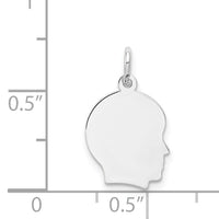 14k White Plain Small.018 Depth Facing Right Engravable Boy Charm-XWM47/18