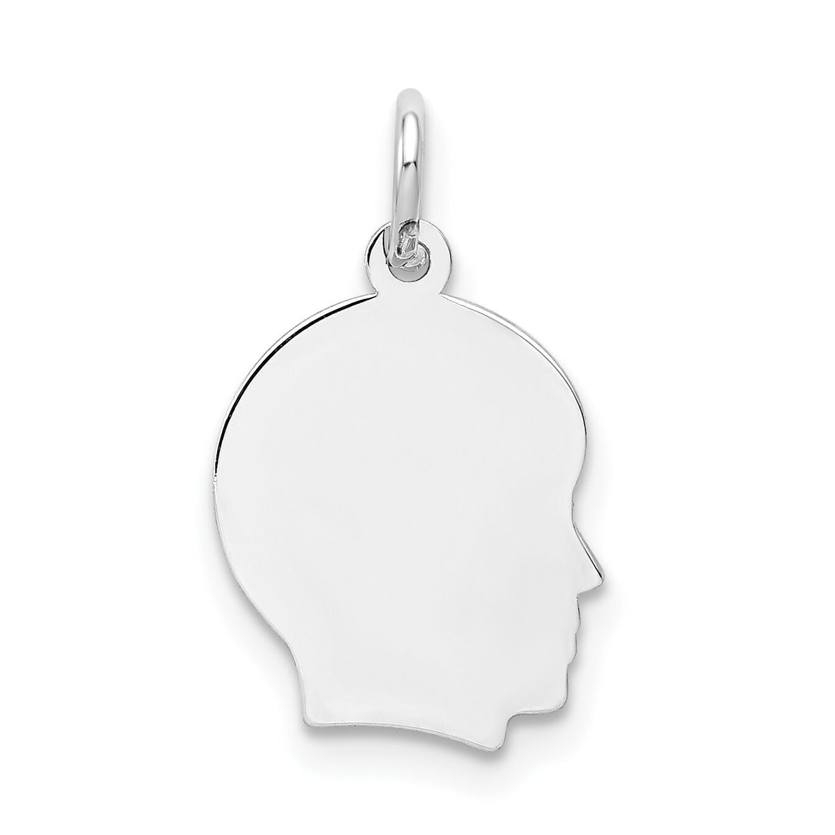 14k White Plain Small.018 Depth Facing Right Engravable Boy Charm-XWM47/18