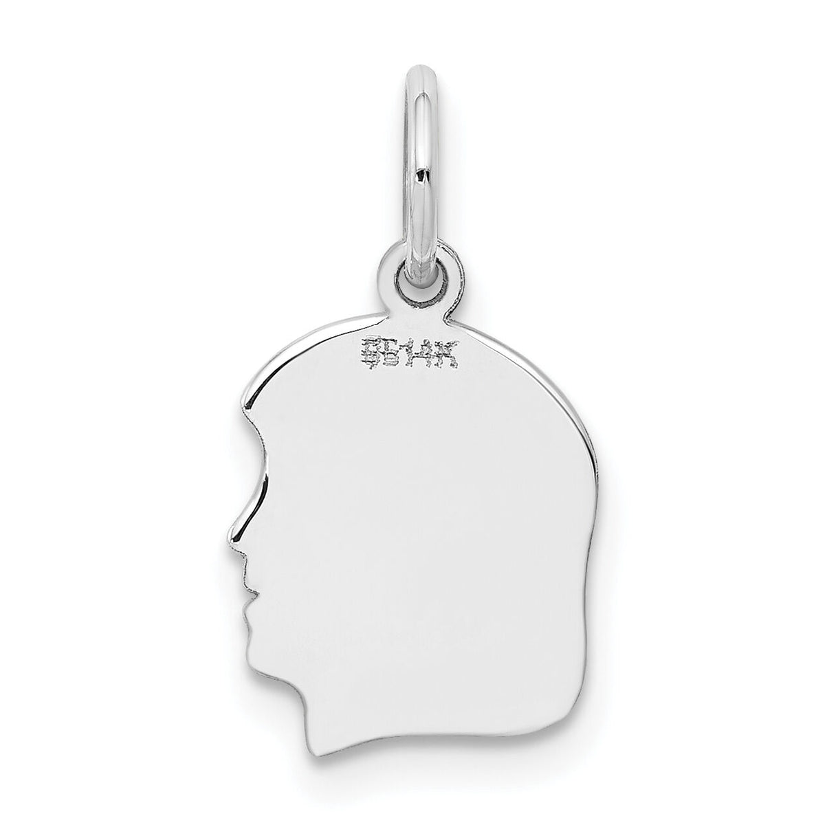 14k White Plain Small.027 Depth Facing Right Engravable Girl Charm-XWM48/27