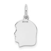 14k White Plain Small.009 Depth Facing Right Engravable Girl Charm-XWM48/09
