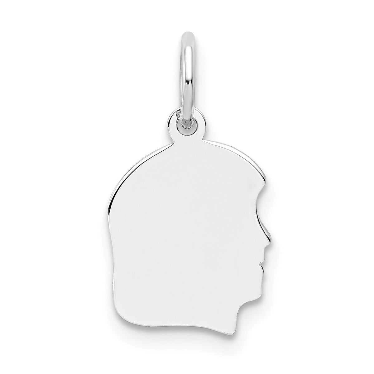 14k White Plain Small.011 Depth Facing Right Engravable Girl Charm-XWM48/11