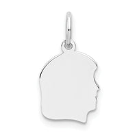 14k White Plain Small.011 Depth Facing Right Engravable Girl Charm-XWM48/11