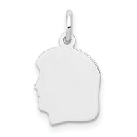 14k White Plain Small.027 Depth Facing Left Engravable Girl Charm-XWM50/27