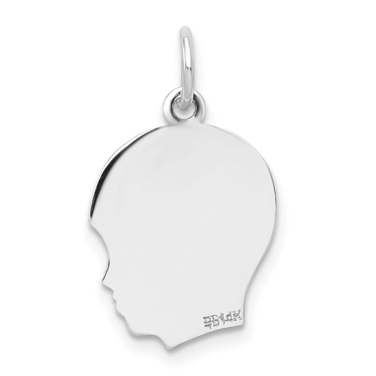 14k White Plain Medium.009 Depth Facing Right Engravable Boy Charm-XWM53/09