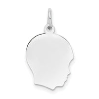 14k White Plain Medium.013 Depth Facing Right Engravable Boy Charm-XWM53/13