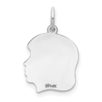 14k White Plain Medium.009 Depth Facing Right Engravable Girl Charm-XWM54/09