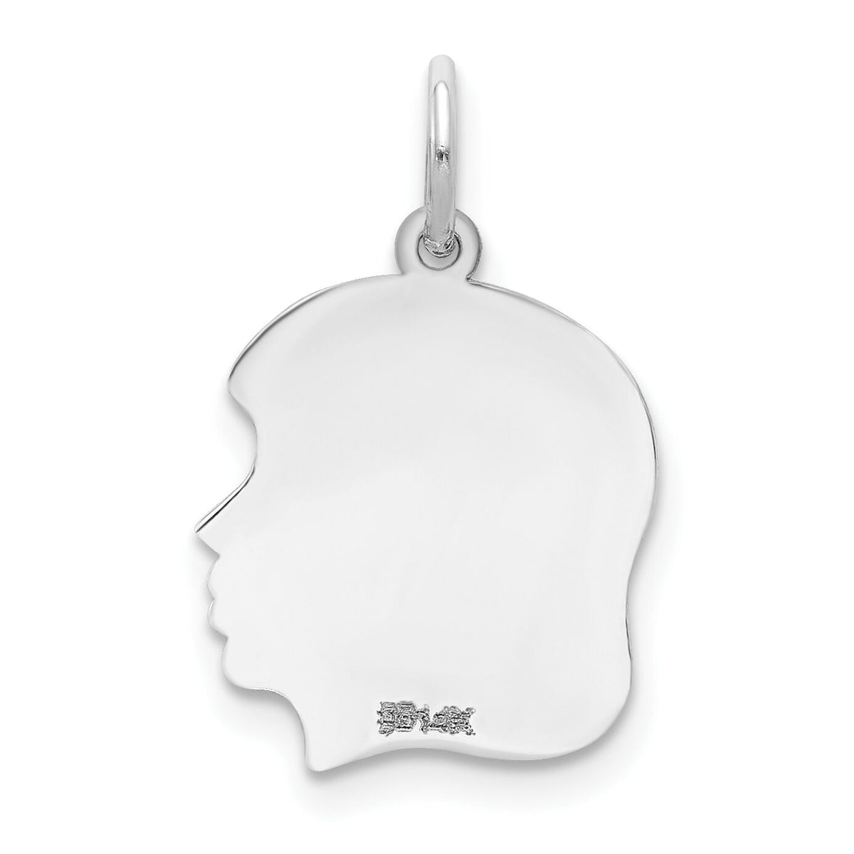 14k White Plain Medium.013 Depth Facing Right Engravable Girl Charm-XWM54/13