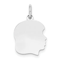 14k White Plain Medium.035 Depth Facing Right Engravable Girl Charm-XWM54/35