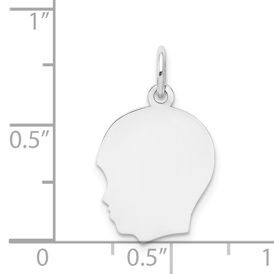 14k White Plain Medium.027 Depth Facing Left Engravable Boy Charm-XWM55/27