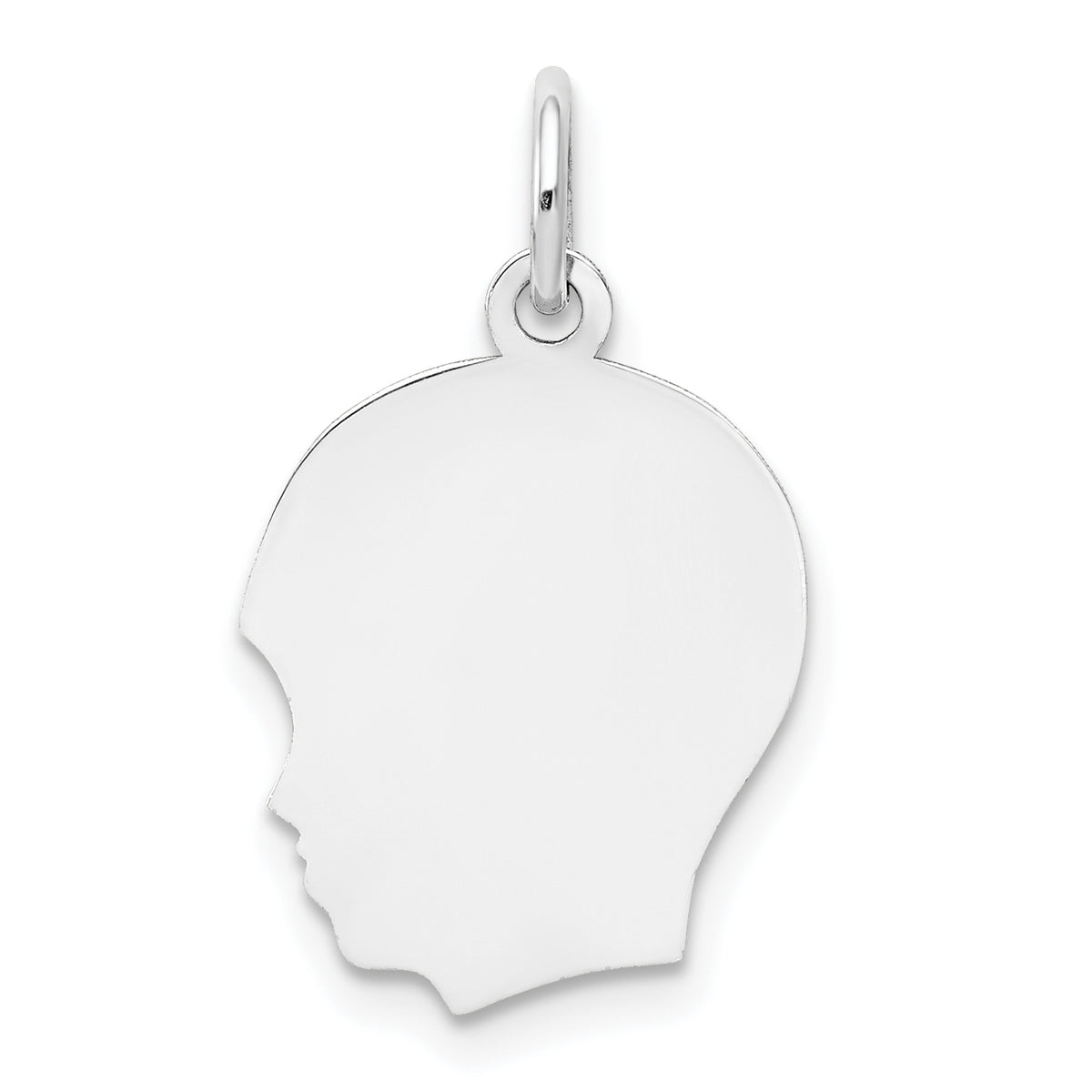 14k White Plain Medium.027 Depth Facing Left Engravable Boy Charm-XWM55/27