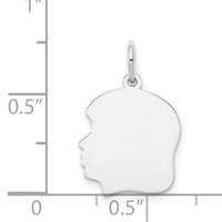 14k White Plain Medium.009 Depth Facing Left Engravable Girl Charm-XWM56/09