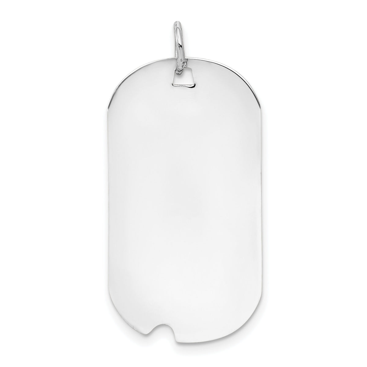 14k White Gold Plain .035 Gauge Engravable Dog Tag w/Notch Disc-XWM598/35