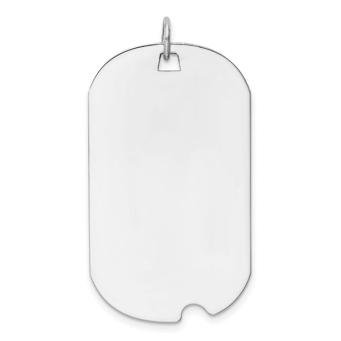 14k White Gold Plain .035 Gauge Engravable Dog Tag w/Notch Disc-XWM599/35