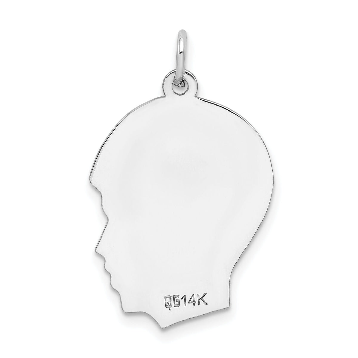 14k White Plain Medium.009 Depth Facing Right Engravable Boy Charm-XWM59/09