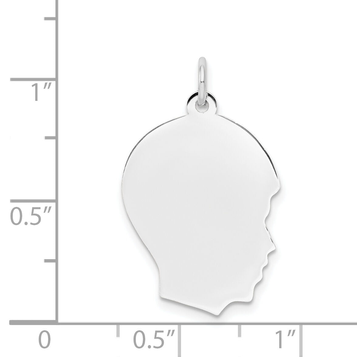 14k White Plain Medium.009 Depth Facing Right Engravable Boy Charm-XWM59/09
