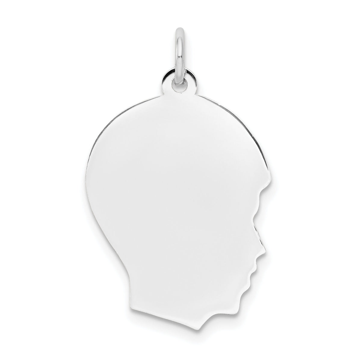 14k White Plain Medium.011 Depth Facing Right Engravable Boy Charm-XWM59/11