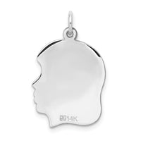 14k White Plain Medium.011 Depth Facing Right Engravable Girl Charm-XWM60/11