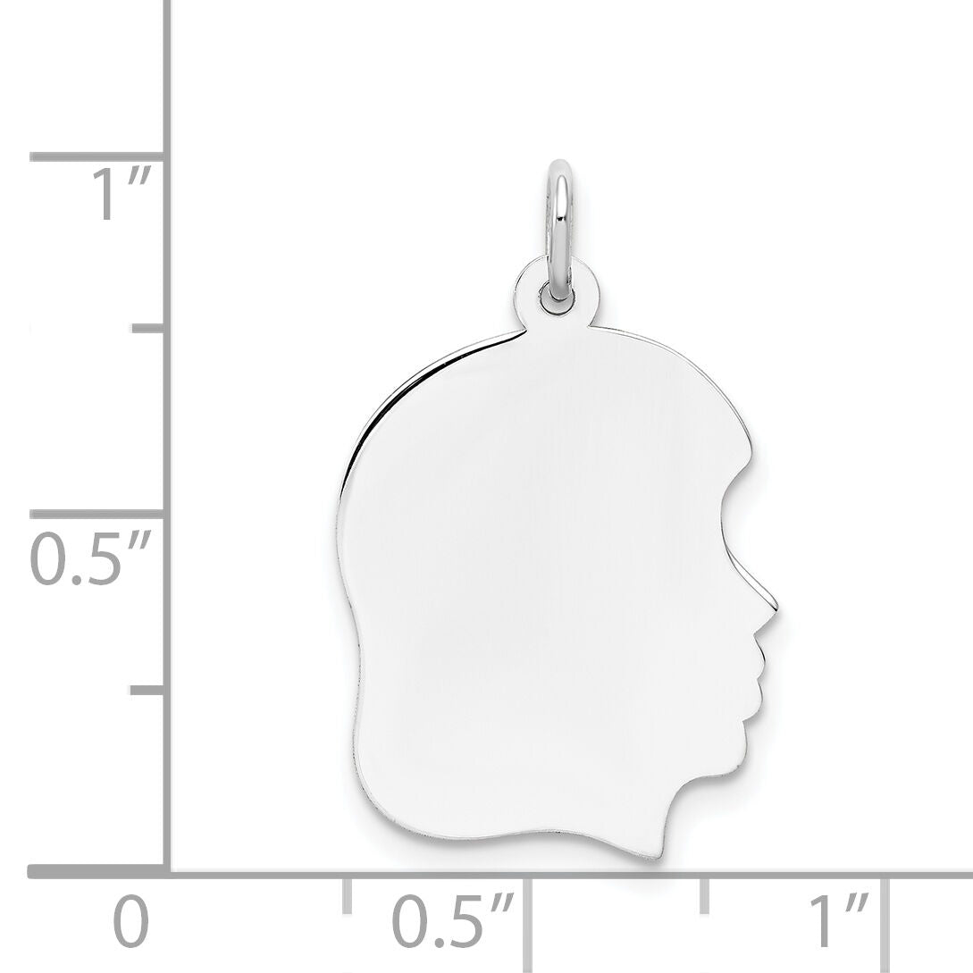 14k White Plain Medium.011 Depth Facing Right Engravable Girl Charm-XWM60/11