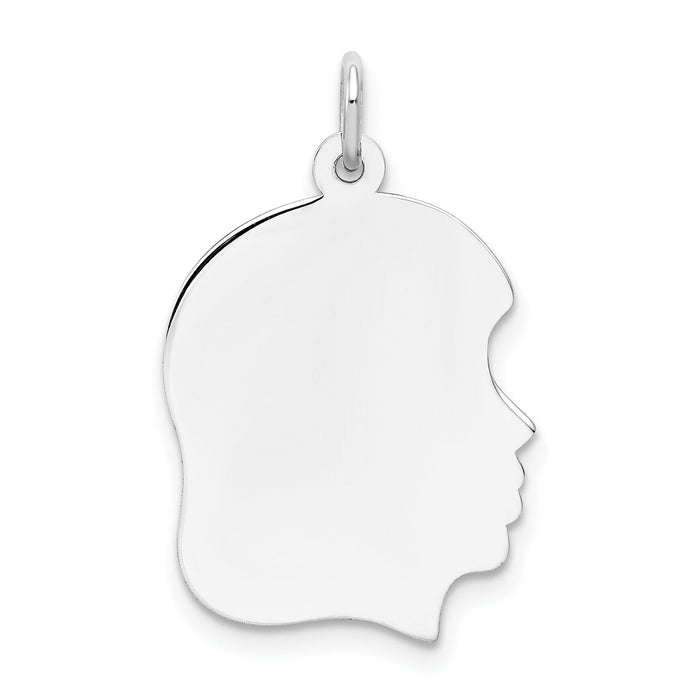 14k White Plain Medium.027 Depth Facing Right Engravable Girl Charm-XWM60/27