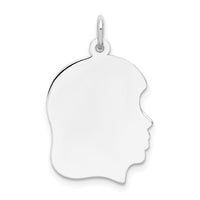 14k White Plain Medium.018 Depth Facing Right Engravable Girl Charm-XWM60/18