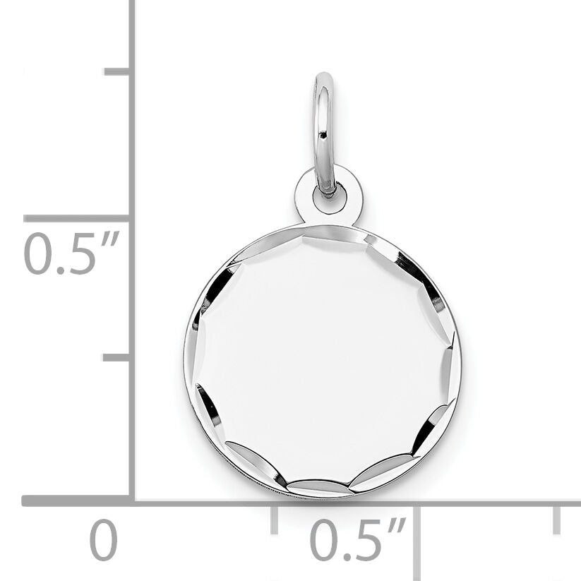14k White Gold Etched .011 Gauge Engraveable Round Disc Charm-XWM616/11