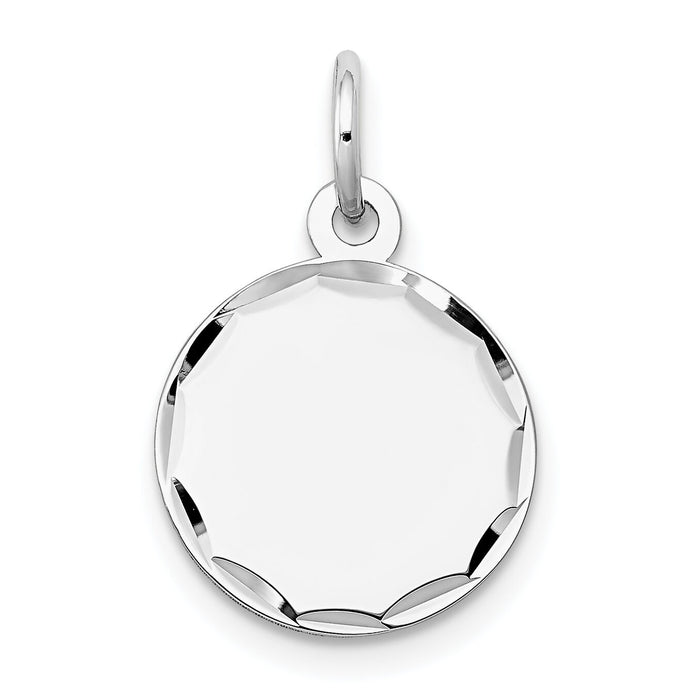 14k White Gold Etched .013 Gauge Engraveable Round Disc Charm-XWM616/13
