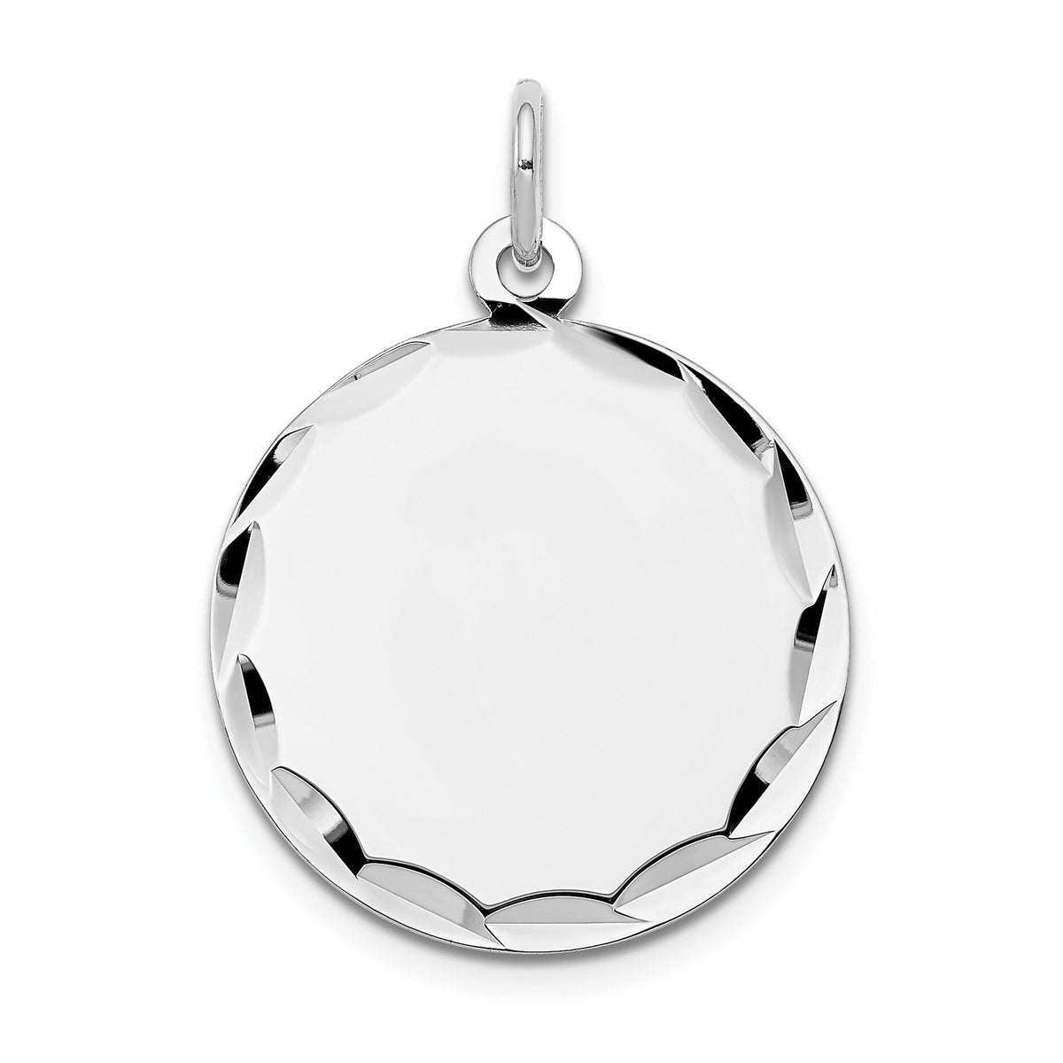 14k White Gold Etched .035 Gauge Engraveable Round Disc Charm-XWM618/35
