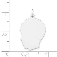14k White Plain Medium.035 Depth Facing Left Engravable Boy Charm-XWM61/35