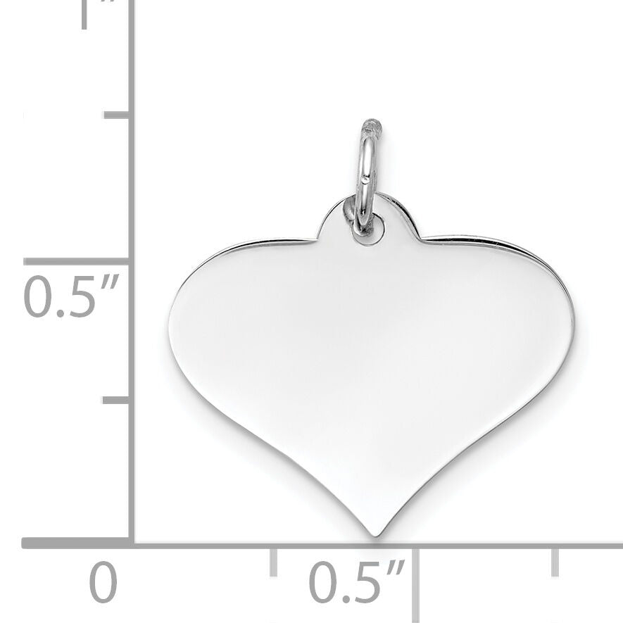 14k White Gold Plain .011 Gauge Engraveable Heart Disc Charm-XWM625/11