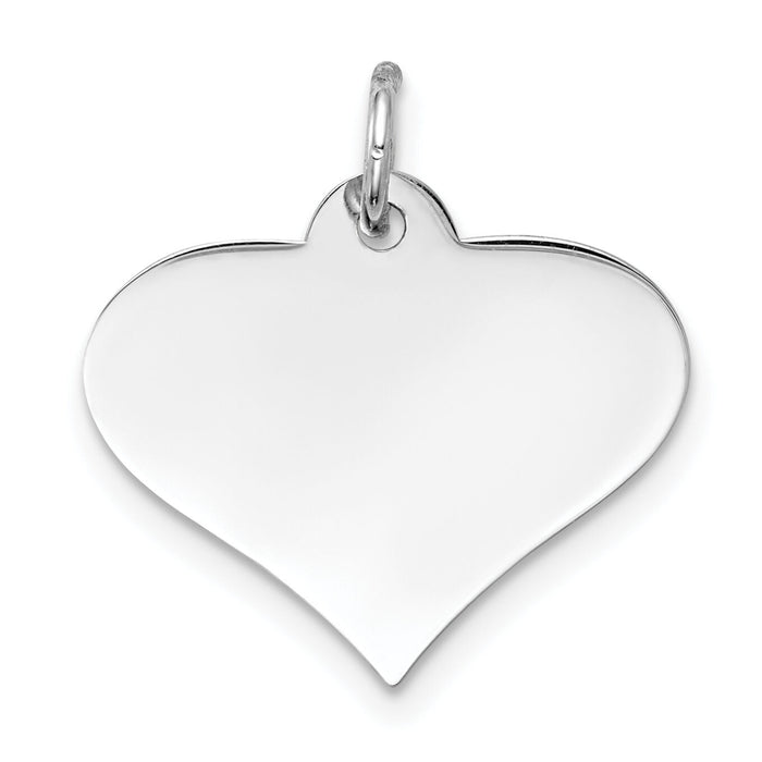 14k White Gold Plain .013 Gauge Engraveable Heart Disc Charm-XWM625/13