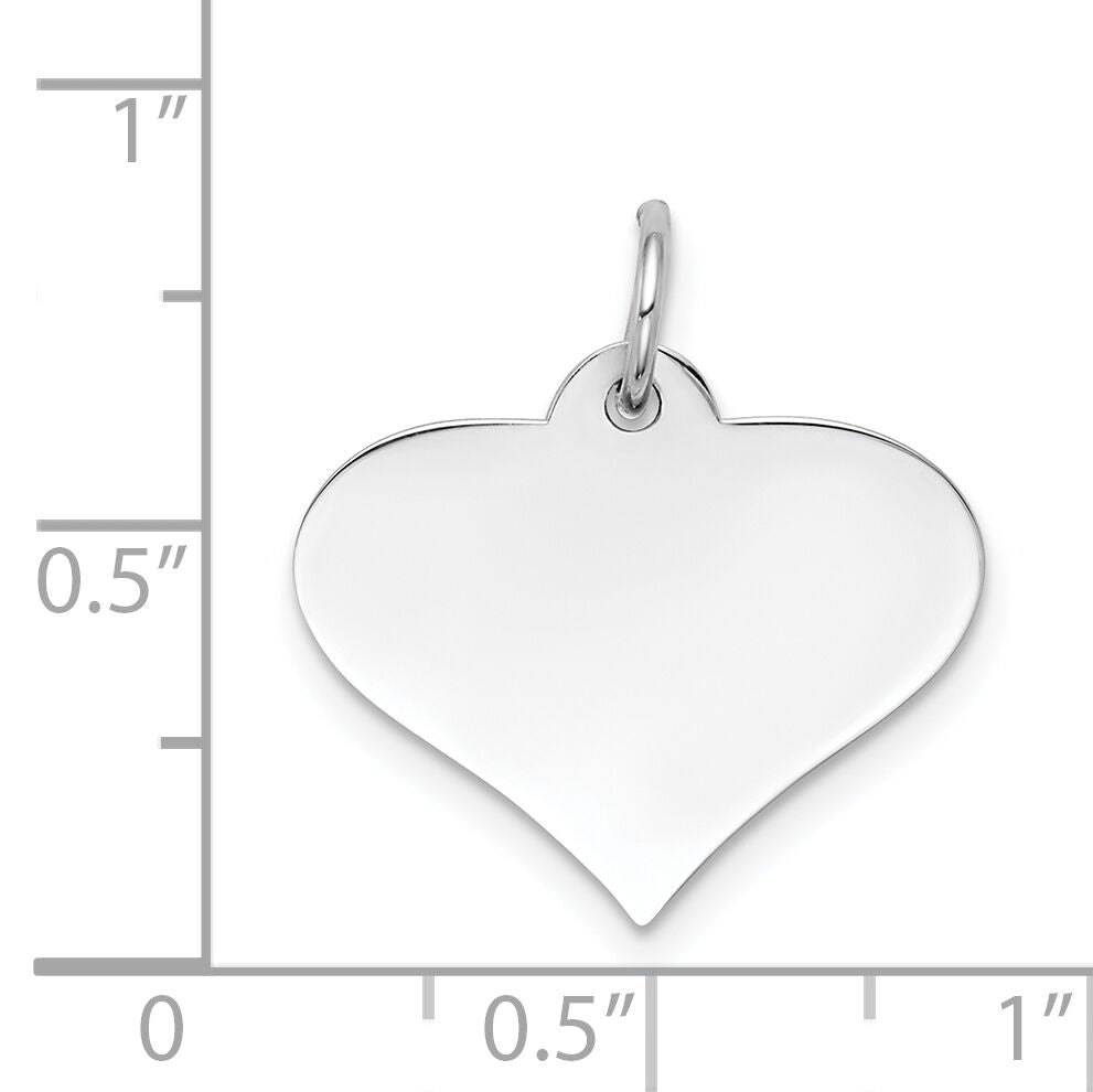 14k White Gold Plain .013 Gauge Engraveable Heart Disc Charm-XWM626/13