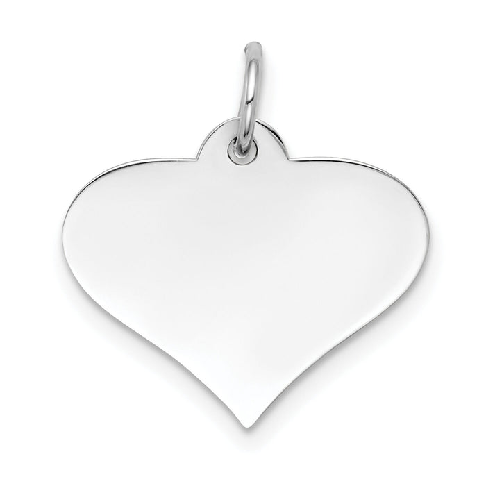 14k White Gold Plain .011 Gauge Engraveable Heart Disc Charm-XWM626/11
