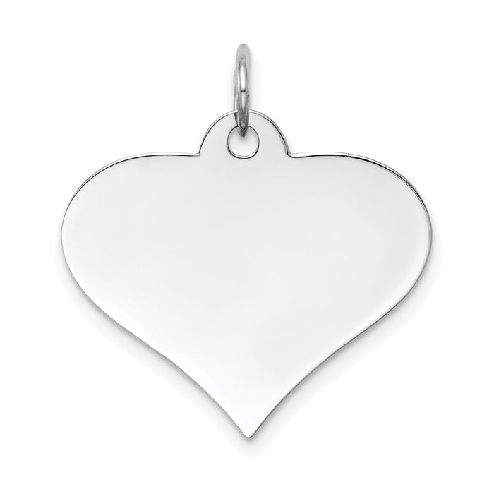 14k White Gold Plain .027 Gauge Engraveable Heart Disc Charm-XWM628/27
