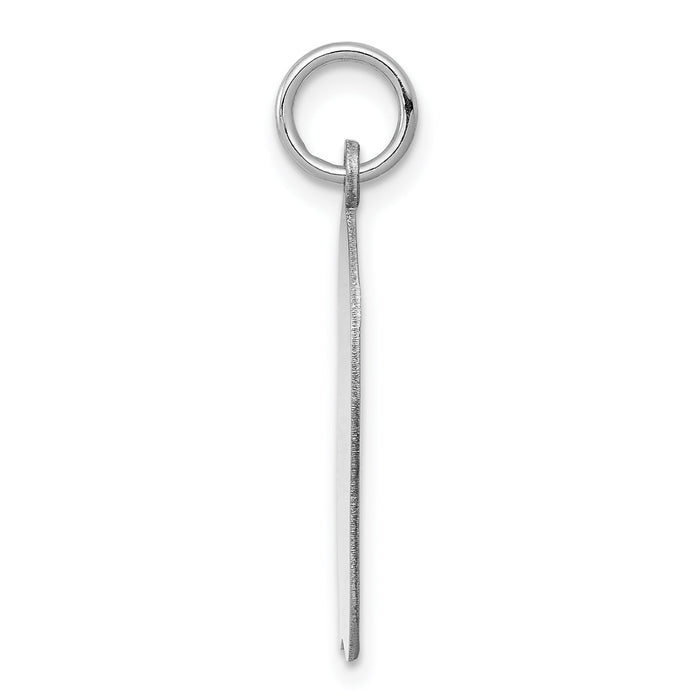14k White Plain Medium.018 Depth Facing Left Engravable Girl Charm-XWM62/18