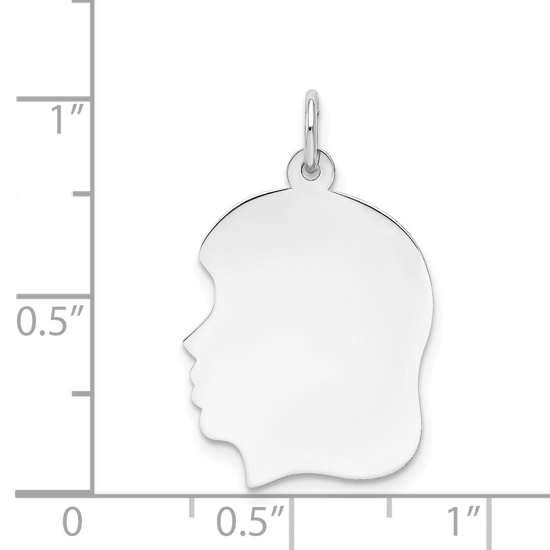 14k White Plain Medium.013 Depth Facing Left Engravable Girl Charm-XWM62/13