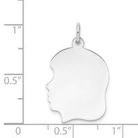 14k White Plain Medium.009 Depth Facing Left Engravable Girl Charm-XWM62/09