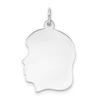 14k White Plain Medium.009 Depth Facing Left Engravable Girl Charm-XWM62/09