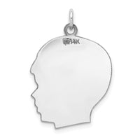 14k White Plain Large.011 Depth Facing Right Engravable Boy Charm-XWM65/11