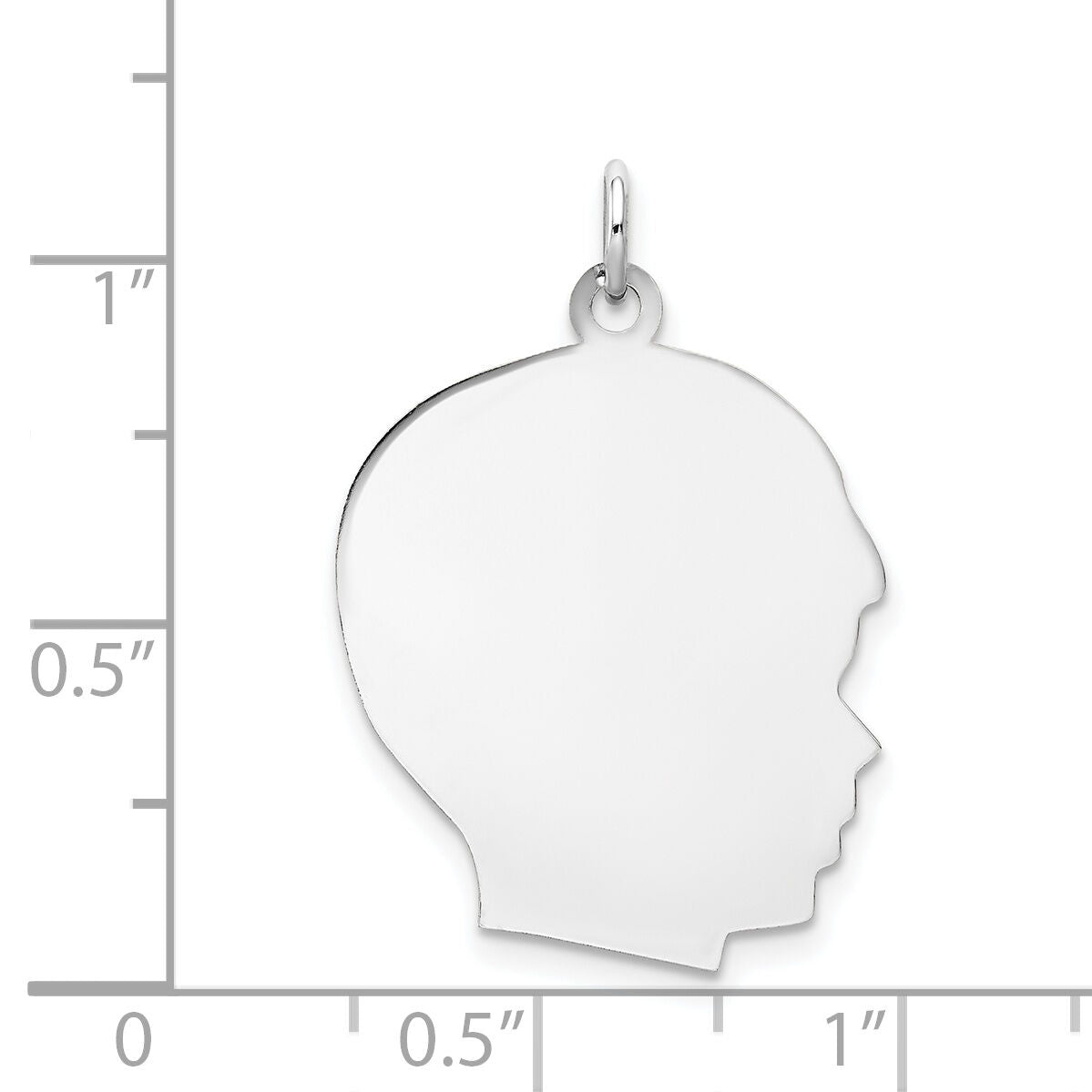 14k White Plain Large.018 Depth Facing Right Engravable Boy Charm-XWM65/18