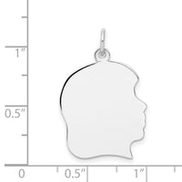 14k White Plain Large.018 Depth Facing Right Engravable Girl Charm-XWM66/18