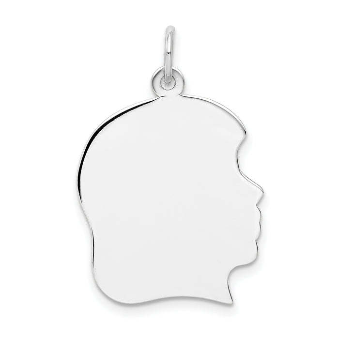 14k White Plain Large.011 Depth Facing Right Engravable Girl Charm-XWM66/11