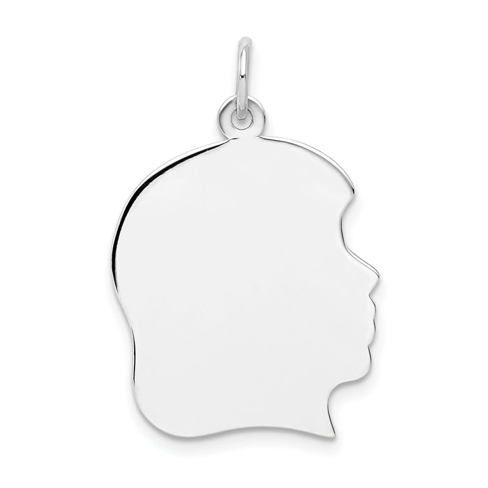 14k White Plain Large.013 Depth Facing Right Engravable Girl Charm-XWM66/13