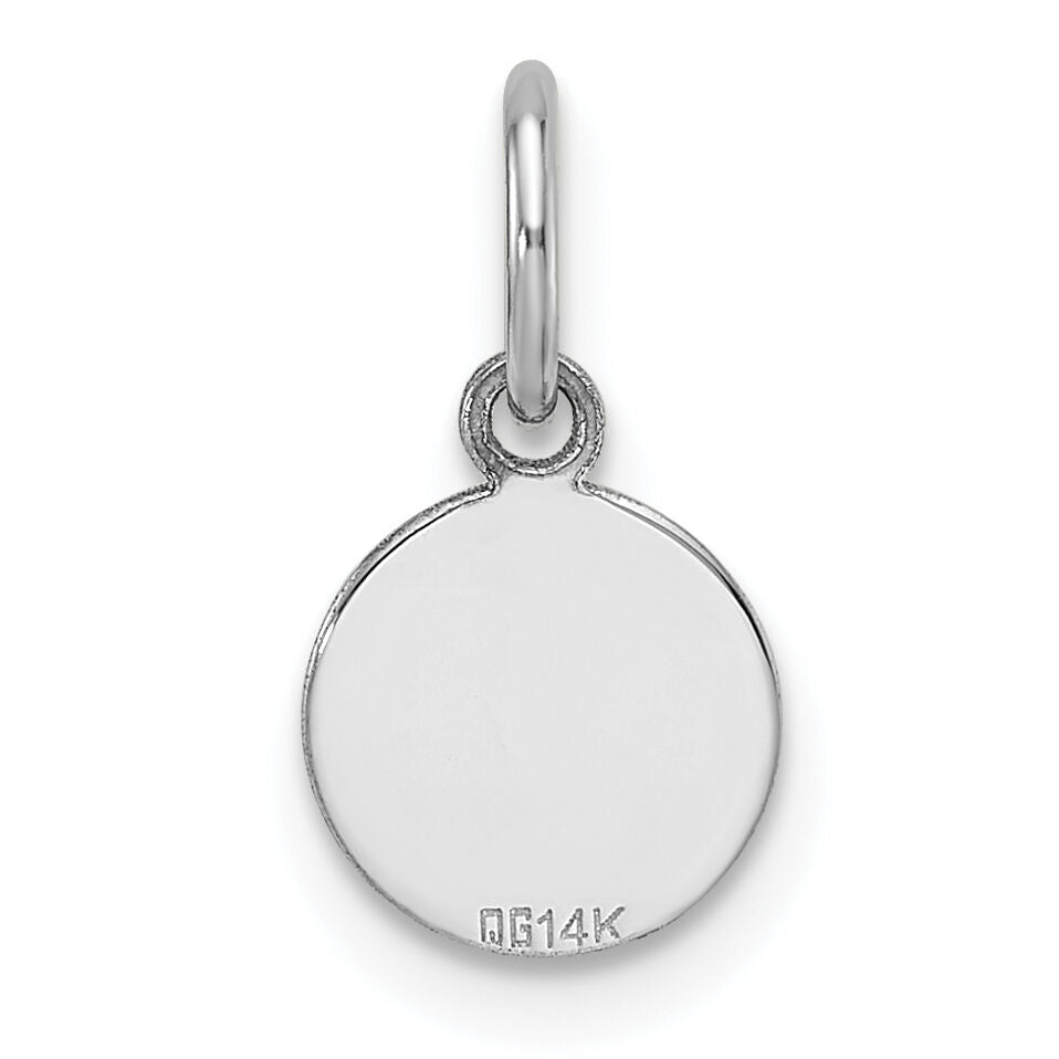 14k White Gold Plain .013 Gauge Round Engravable Disc Charm-XWM673/13