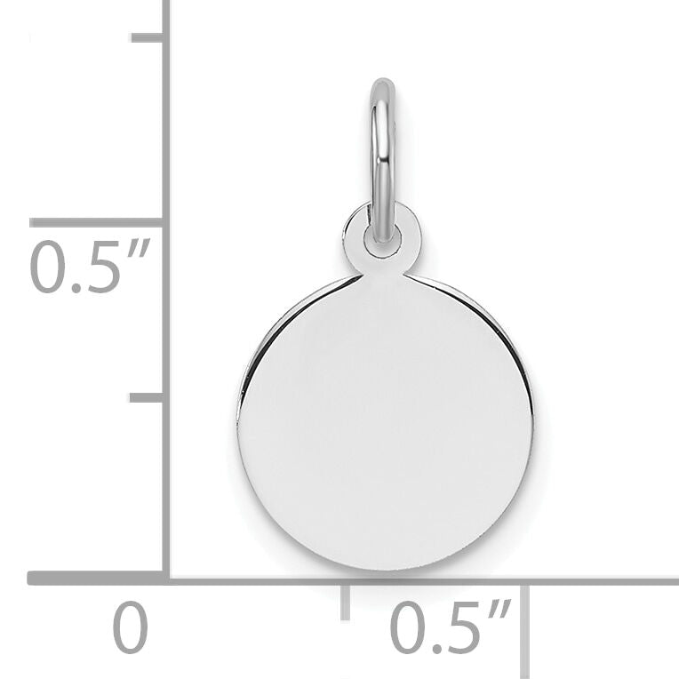 14k White Gold Plain .013 Gauge Round Engravable Disc Charm-XWM674/13