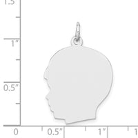 14k White Plain Large.011 Depth Facing Left Engravable Boy Charm-XWM67/11